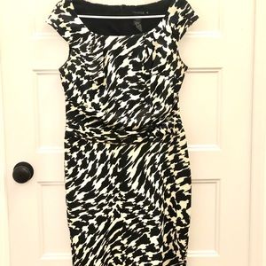 Off White and Black Patterned Dress